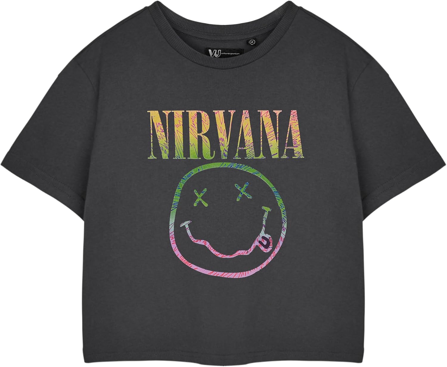 Rainbow Logo Womens Grey Cropped Short Sleeved T-Shirt