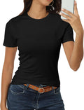 Women Short Sleeve Crew Neck Tops Classic-Fit Breathable Basic Shirts Casual Summer Tshirt Tee