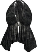 Women's Plus Size Y2k Goth Halter Top Spiderweb Mesh Sheer Rave Club Backless Peplum Tops