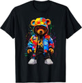Hip-Hop Teddy-Bear Colorful Teddybear with Hoodie Graphic T-Shirt