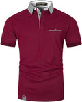 Men's Polo Shirts Short Sleeve Slim Fit Polo Casual Plaid Splice T-Shirts