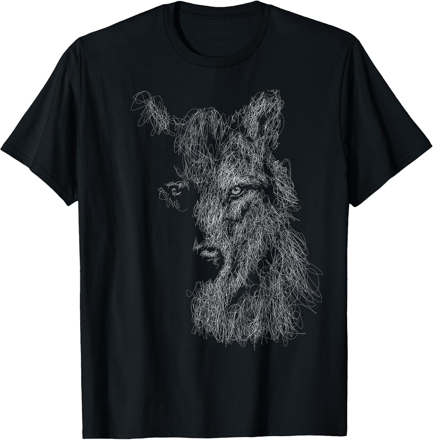 Wolf Scribble Head Art Face Sketch for Lover Wolves Wildlife T-Shirt