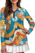 Women's Long Sleeve Golf Shirts Printed Long Sleeve Zip Up Shirt Athletic Casual Golf Tops