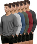 6 Pack Long Sleeve Shirts for Men Dry Fit UPF 50+ Athletic Gym SPF UV Sun Protection Workout Tee Shirts