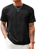 Men's Casual T-Shirts Short Sleeve Crewneck Summer Stretchy Shirt Textured Jacquard Tops
