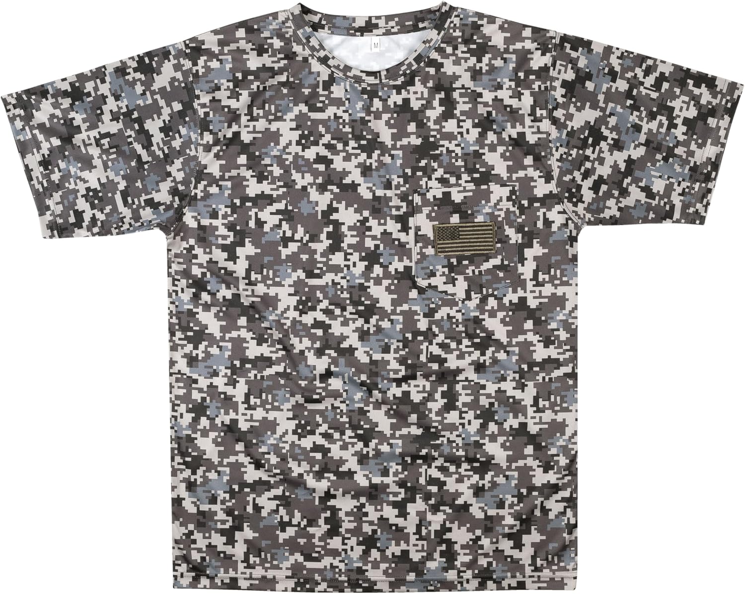 Mens Camo Shirts, Camouflage T-Shirt Hunting, Embroidered USA Flag Design, Authentic Realtree and Mossy Oak Design