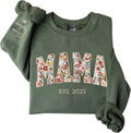 Custom Floral Applique Embroidered Grandma Sweatshirt, Personalized Sweatshirt, Mawmaw, Granny, Lala, Mammy Gifts