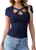 Sexy Tops for Women Cutout Keyhole Neck Cap Sleeve Shirts Casual Summer Clothes 2026 Fashion