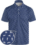 Golf Polo Shirts for Men Funny Print Short Sleeve Golf Shirts Performance Golf Polos