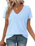 Womens Tops Short Sleeve Oversized Tshirts Shirts 2026 Summer Casual V Neck Loose Basic Tees Spring Tunic Blouse