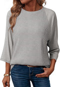 Womens Tops Spring Summer 3/4 Length Sleeve Fashion T Shirts for Women Crewneck Waffle Knit Casual Loose Tee Blouses
