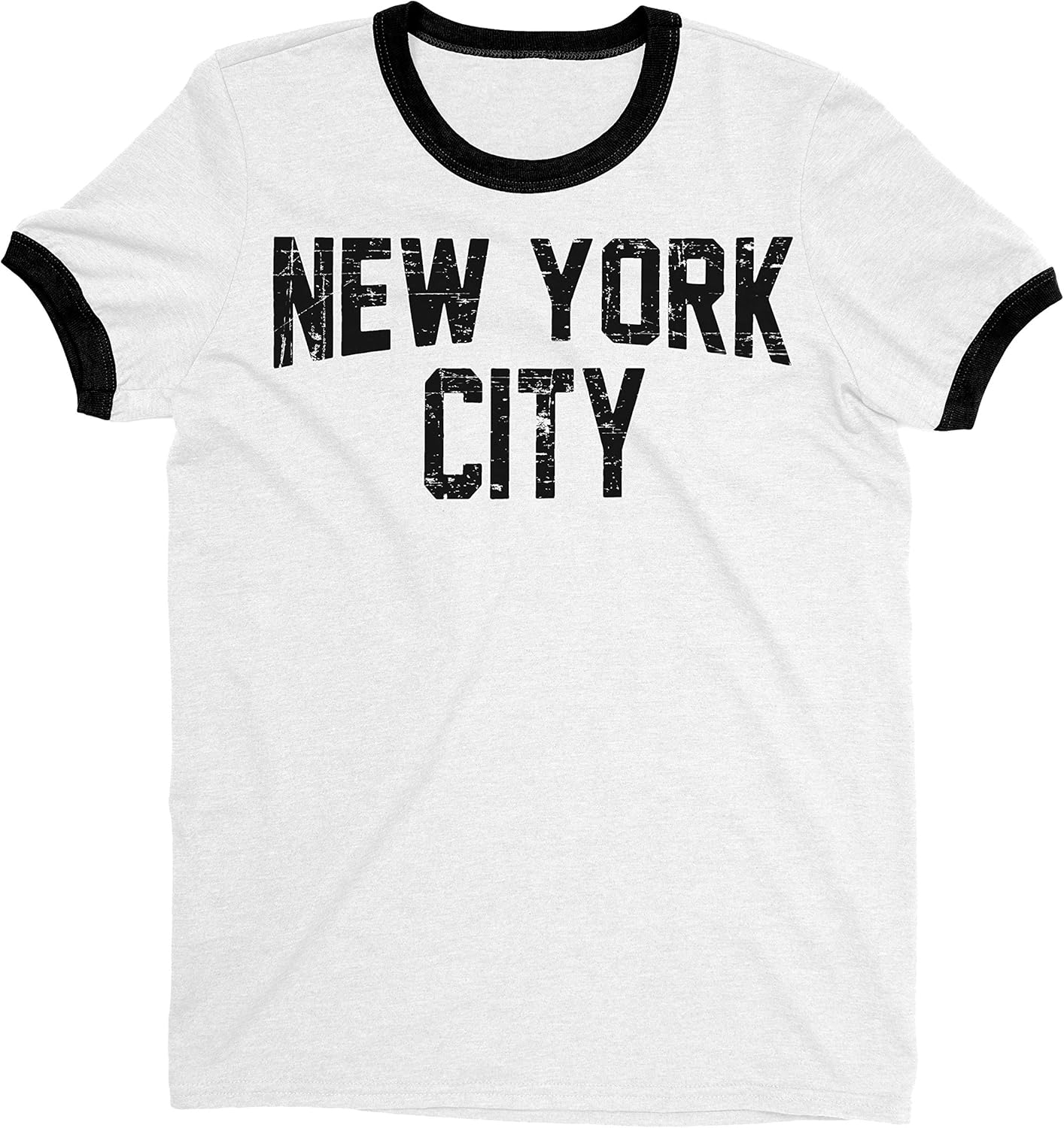 Men’s Distressed Ringer Tee - Retro New York City Athletic Style T-Shirt