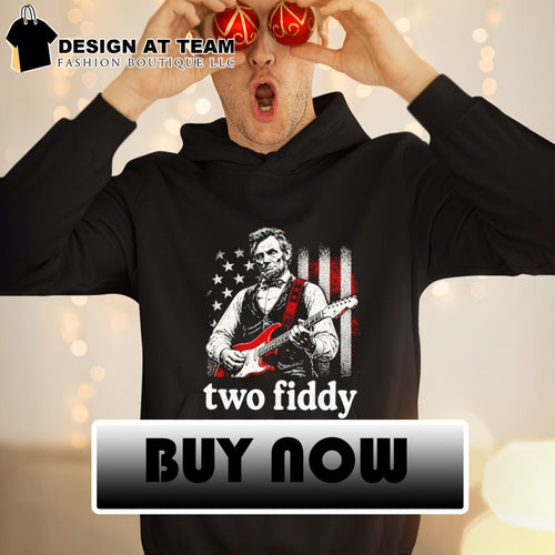 Abraham Lincoln playing electric guitar American flag two fiddy shirt