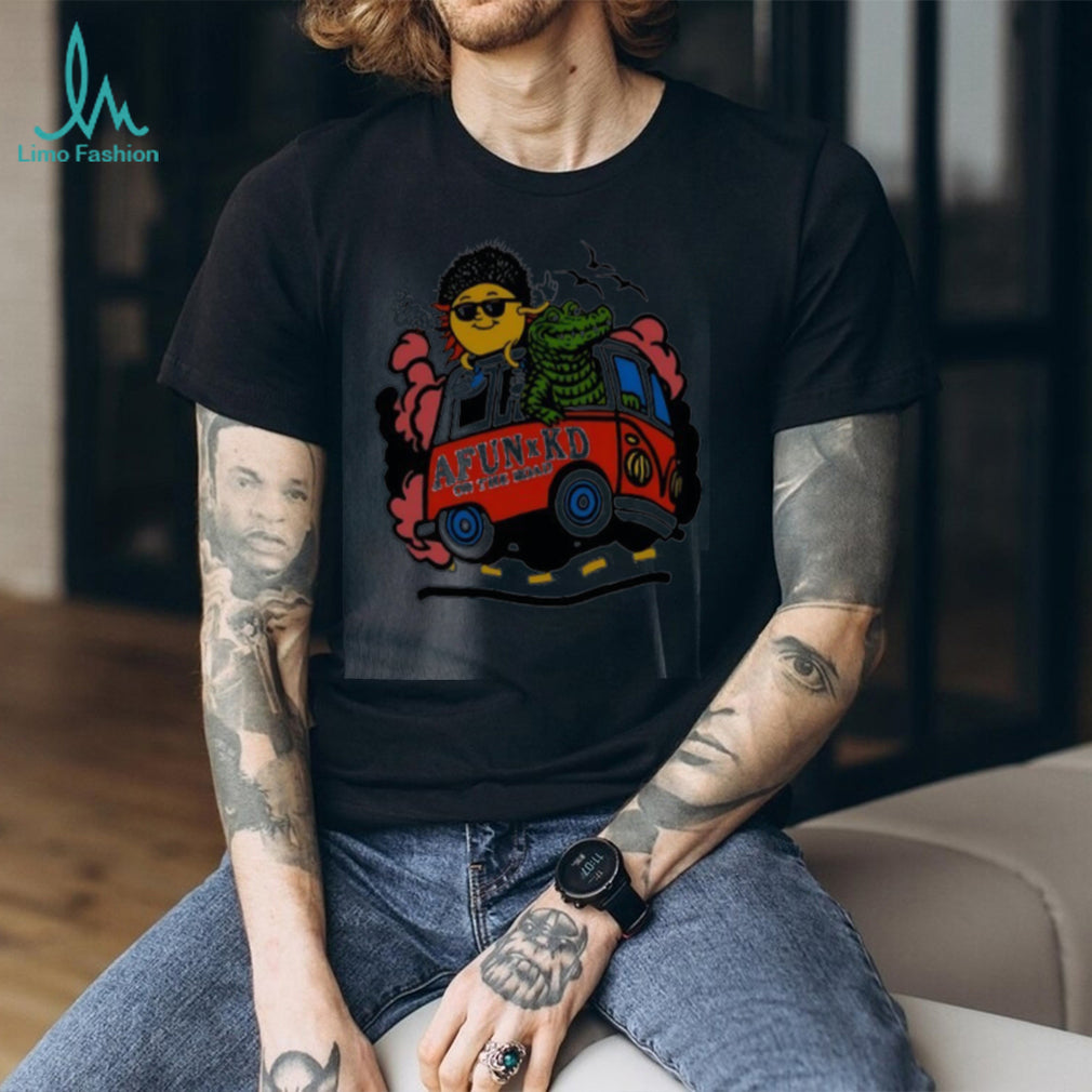 Afun x KD on the Road cartoon graphic shirt