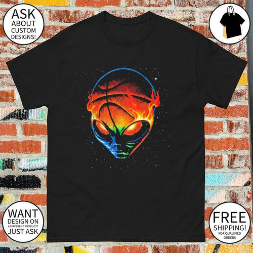 Alien San Antonio Spurs basketball head with fire flames in space vintage shirt