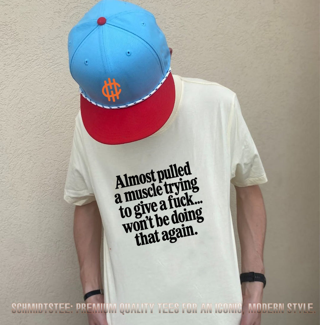 Almost pulled a muscle trying to give a fuck won’t be doing that again shirt