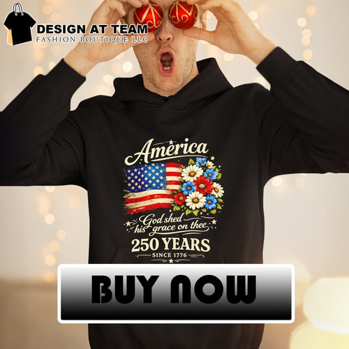 America 250 Years Flag Floral Celebrate 4th of July God shed his grace on thee since 1776 shirt