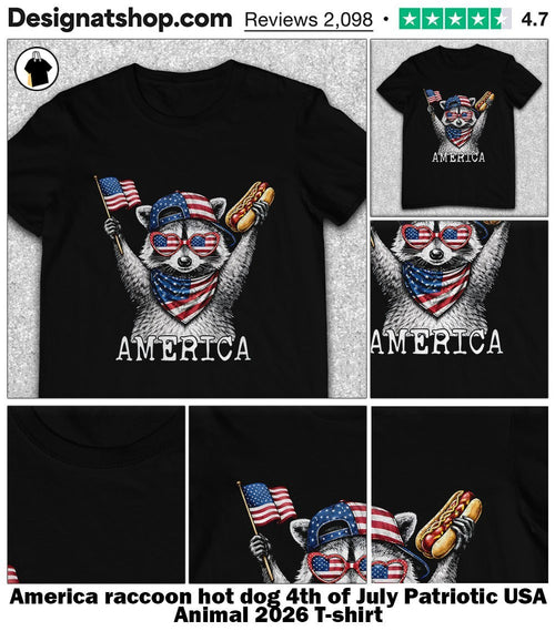 America raccoon hot dog 4th of July Patriotic USA Animal 2026 shirt