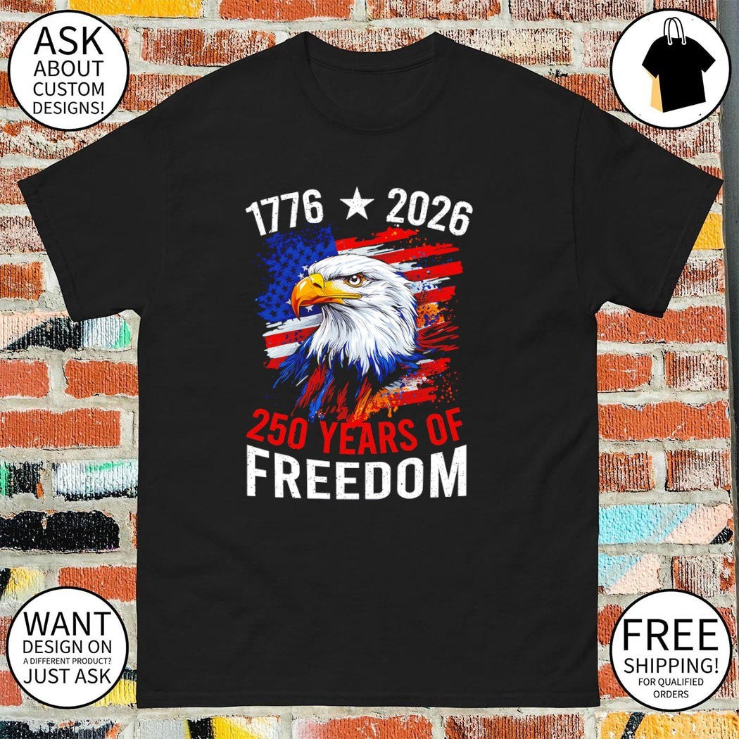 American Flag Distressed Splatter With Eagle 1776-2026 250 Years of Freedom shirt