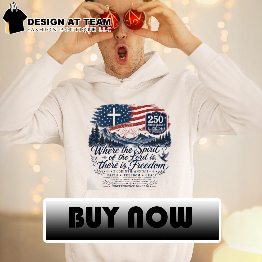 American flag cross mountain landscape where the spirit of the lord is 4th of July shirt