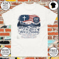 American flag cross mountain landscape where the spirit of the lord is 4th of July shirt