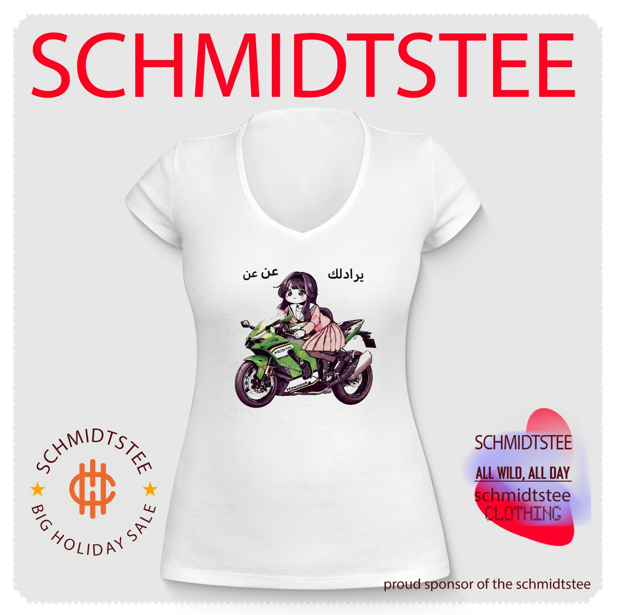 Anime Schoolgirl Kawasaki Sportbike Graphic Shirt
