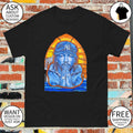 Artist Portrait Brooklyn Bridge New York Yankees Logo praying hands blue t shirt