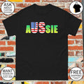 Aussie American flag US and Australian green themed word shirt