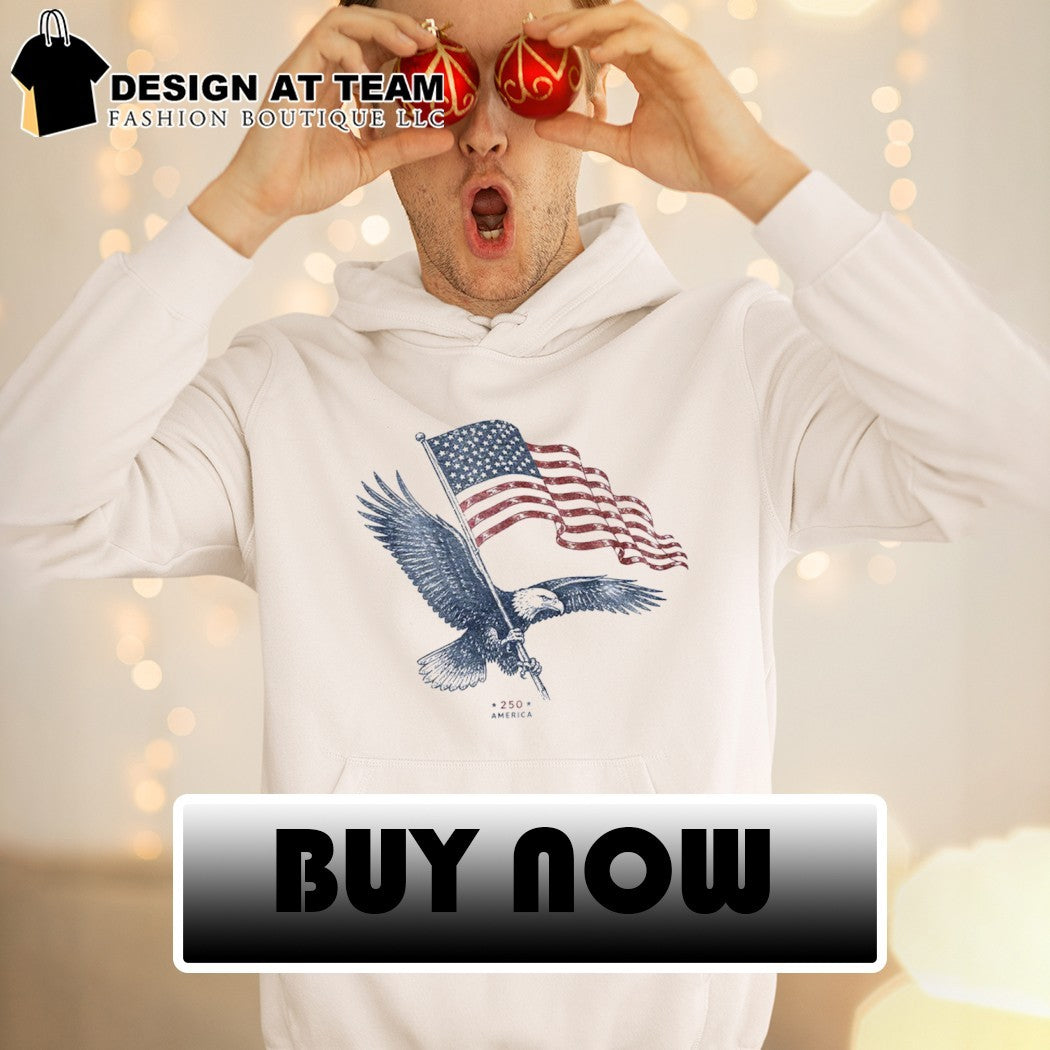 Bald eagle holding American flag 250 America shirt
