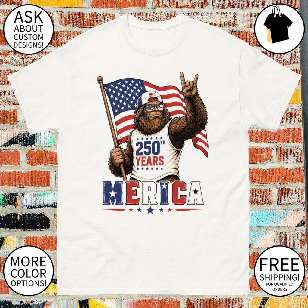Bigfoot American flag 250th Years 4th of July Patriotic Independence Day shirt