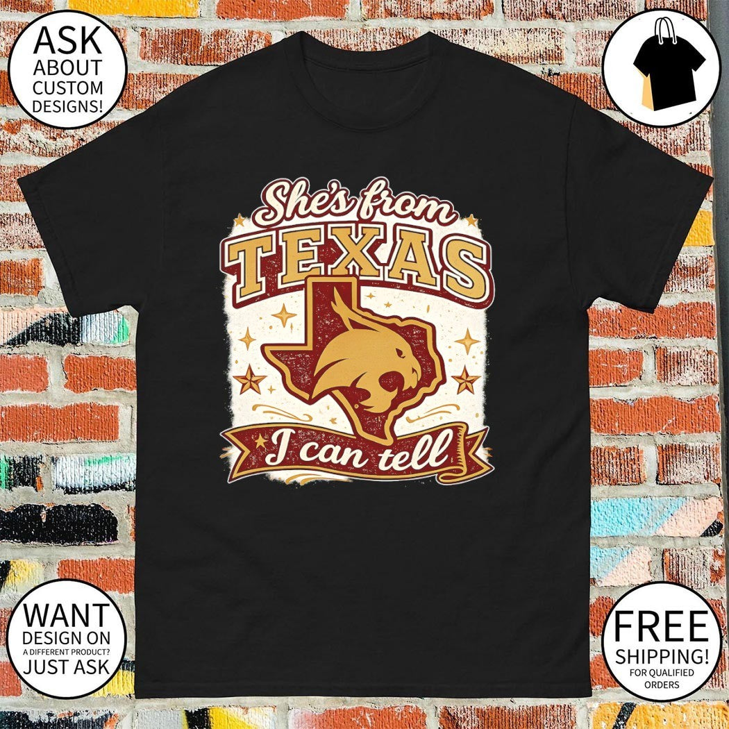 Bobcat She’s from Texas I can tell Texas Map Game Day 2026 shirt