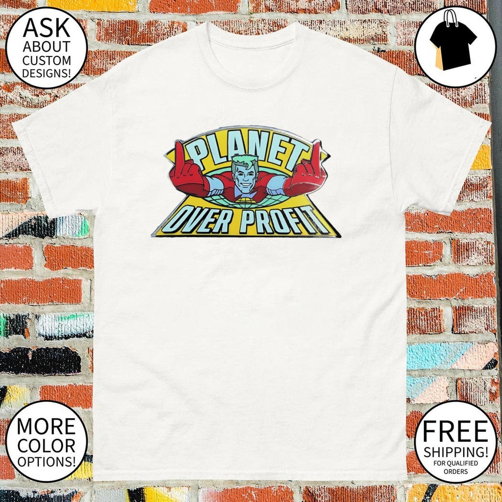 Captain Planet Enamel Pin Planet over Profit shirt