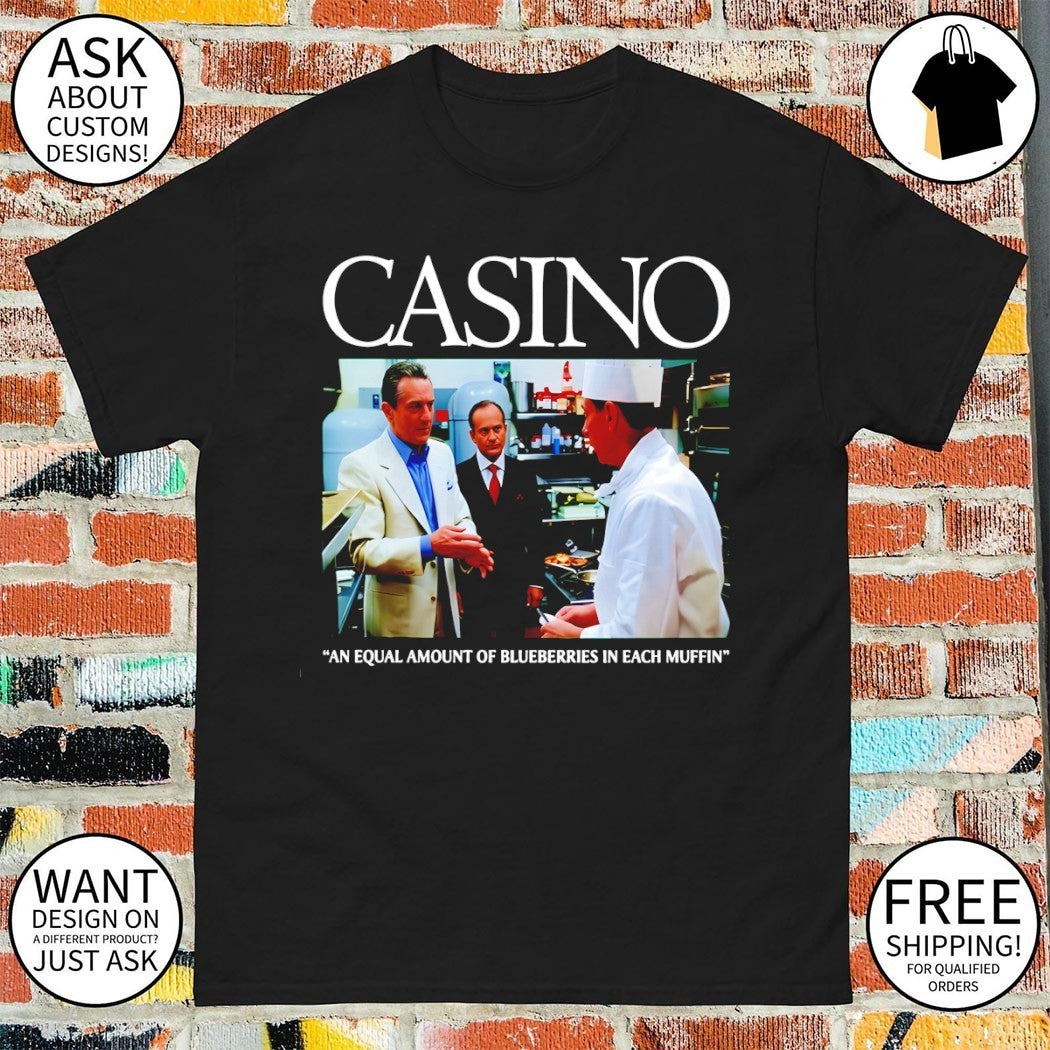 Casino an equal amount of blueberries in each muffin shirt