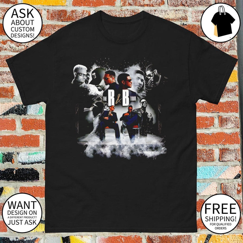 Chris Brown Usher The R and B Tour Musical Artist Black And White Concert shirt