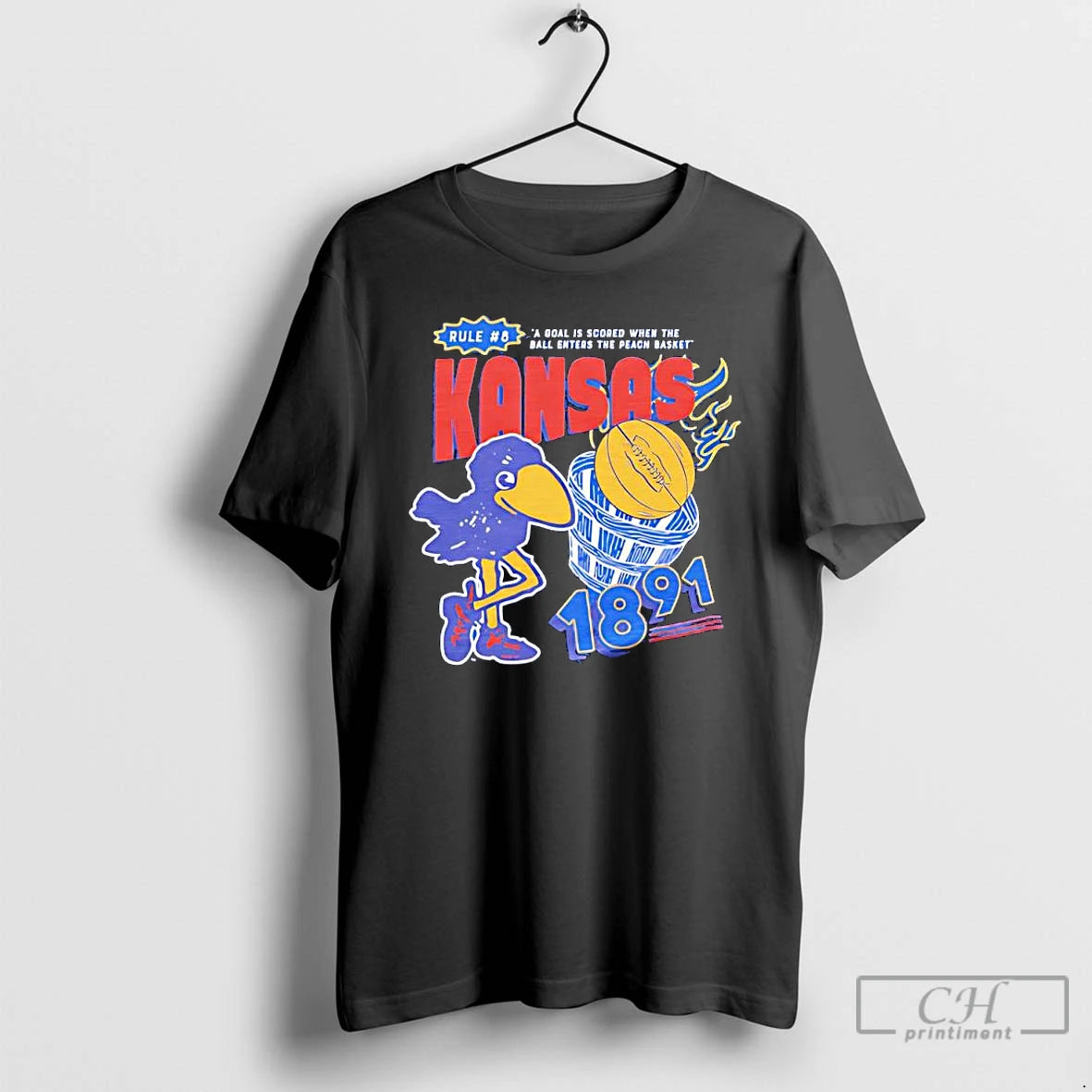 Classic Kansas Jayhawks Basketball 8 Rule Royal 1891 Mascot