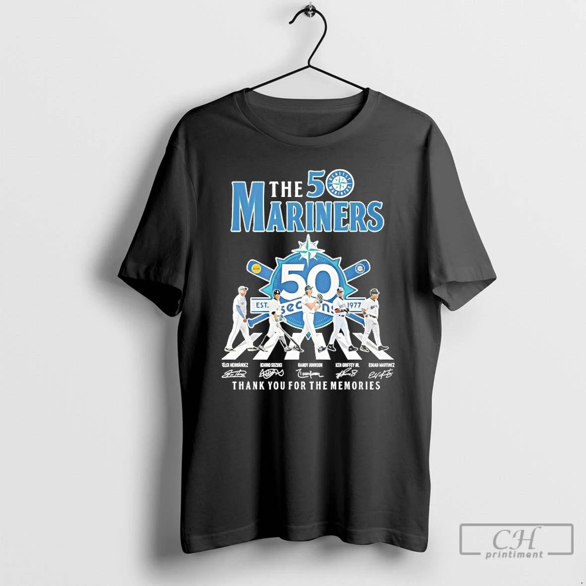 Classic The Seattle Mariners 50th Anniversary Iconic Players Thank You For The Memories T Shirts