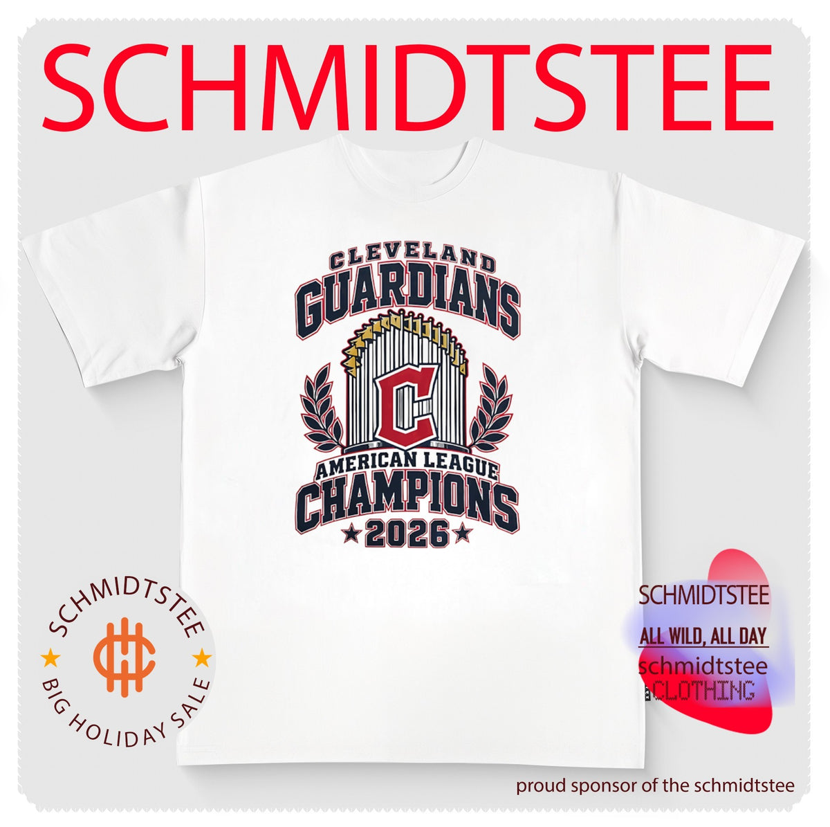 Cleveland Guardians American League Champions 2026 Arch Logo Baseball shirt