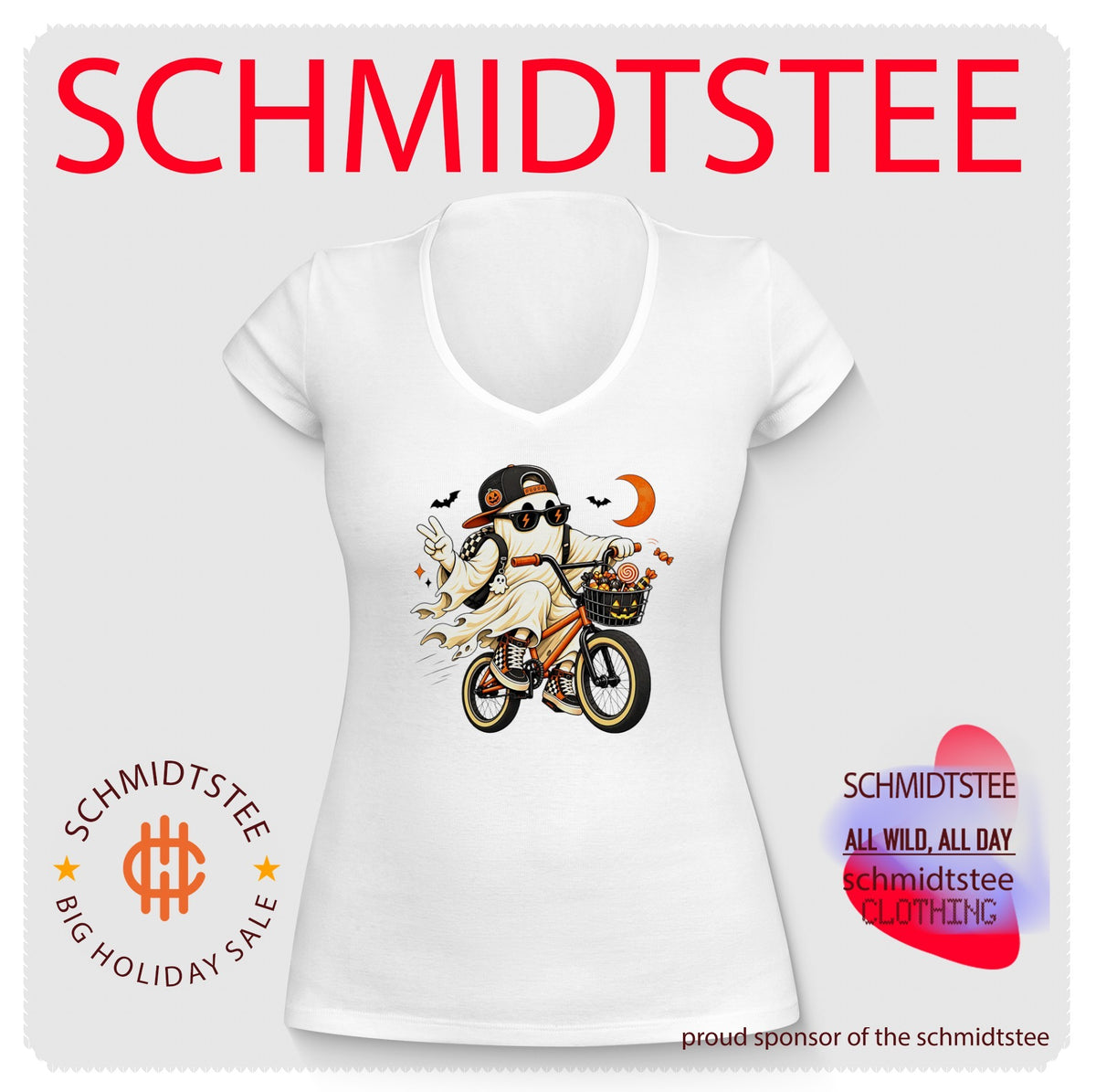 Cool Ghost Riding Bicycle with Halloween Candy Basket shirt