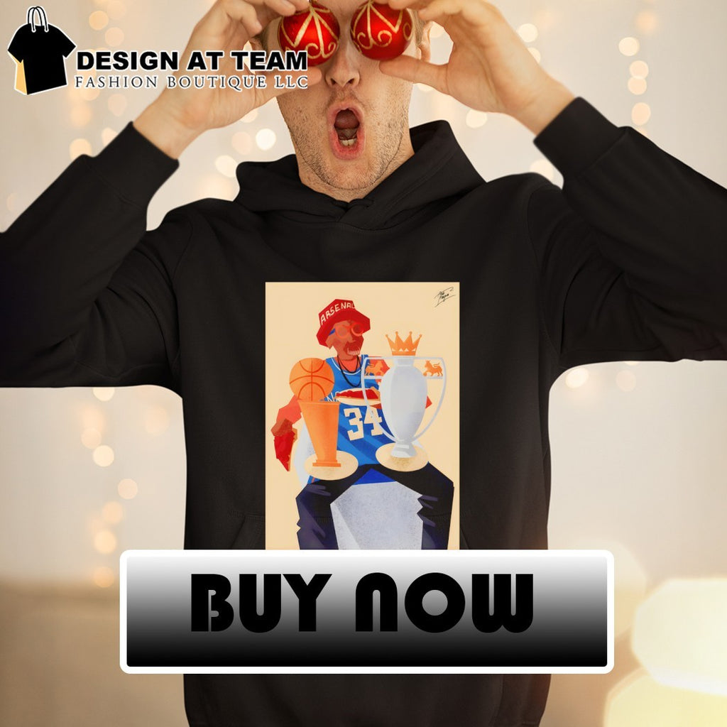 Dale Edwin Murray pizza Dap of Champions Arsenal Premier League cup and NBA Cup 2026 shirt