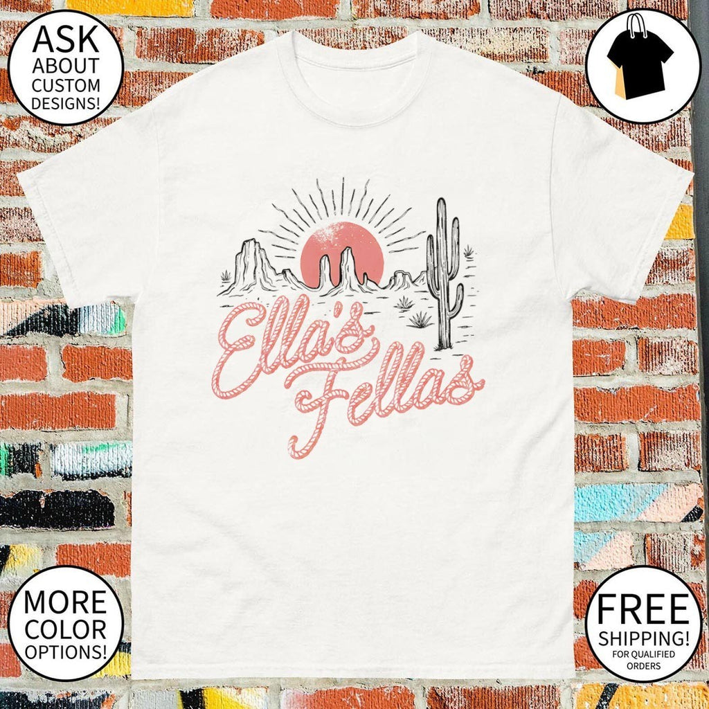 Desert cactus landscape the western lettering Ella’s Fellas