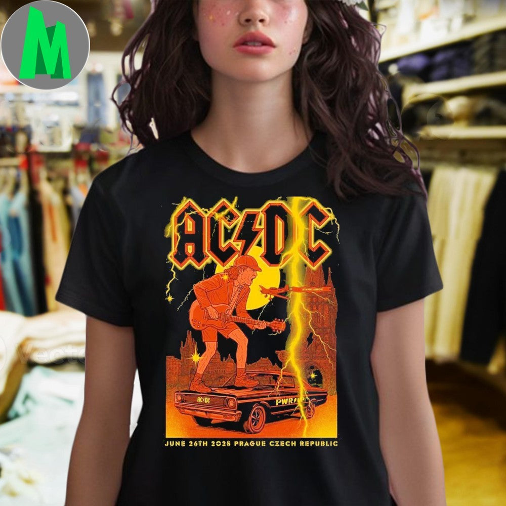 Design ACDC Prague Czech Republic PWR UP Tour 2025 At Airport Letnany On June 26th Shirt