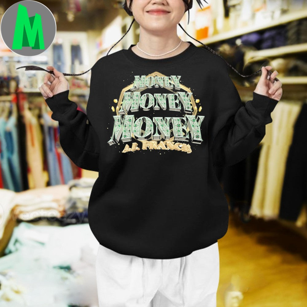 Design AJ Francis Money Wealth Gold Green Football Wrestling Fan Shirt