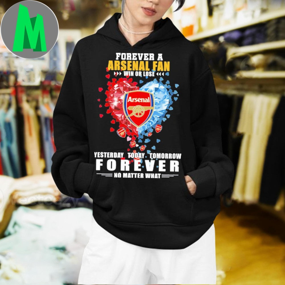 Design Arsenal FC Forever Fan Win or Lose Diamond Heart T-Shirt