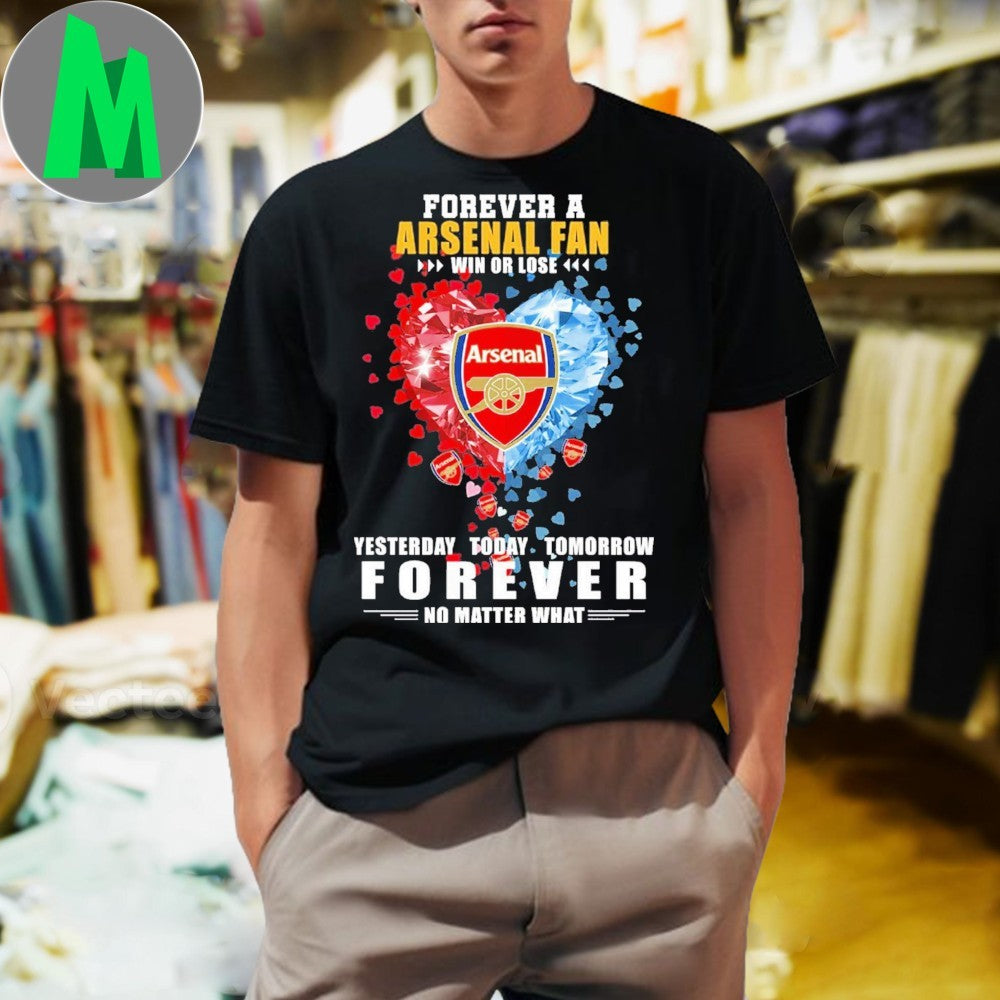 Design Arsenal FC Forever Fan Win or Lose Diamond Heart T-Shirt