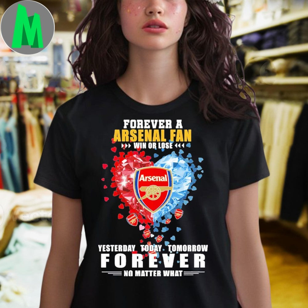 Design Arsenal FC Forever Fan Win or Lose Diamond Heart T-Shirt