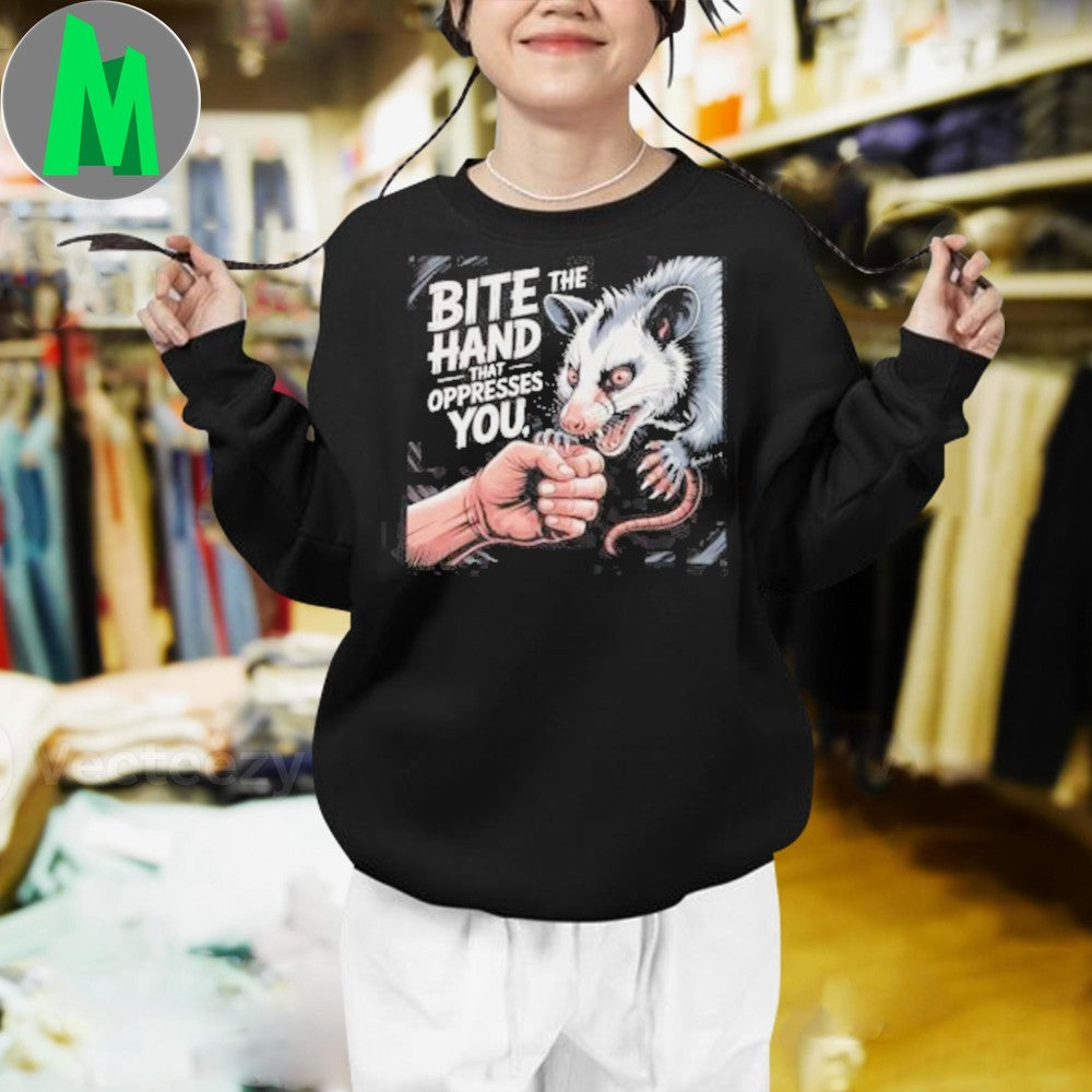 Design Bite The Hand That Oppresses You Possum Graphic T-Shirt