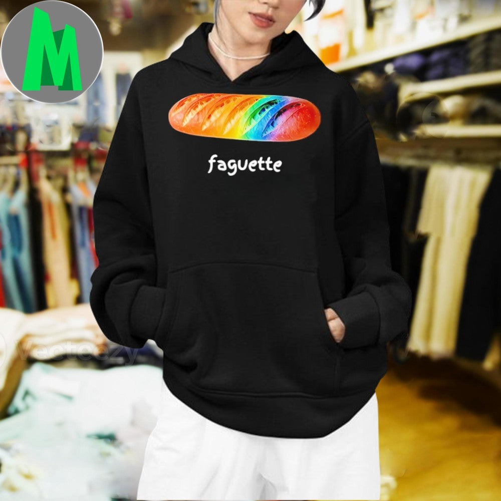 Design Funny Faguette LGBTQ+ Pride Rainbow Baguette Bread Graphic T-Shirt