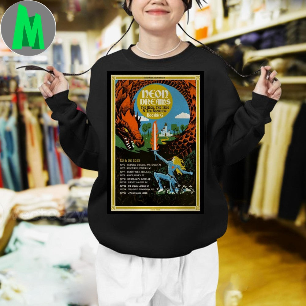 Design Neon Dreams EU UK 2025 Tour Concert Music Band Dragon Knight Poster Fan Shirt