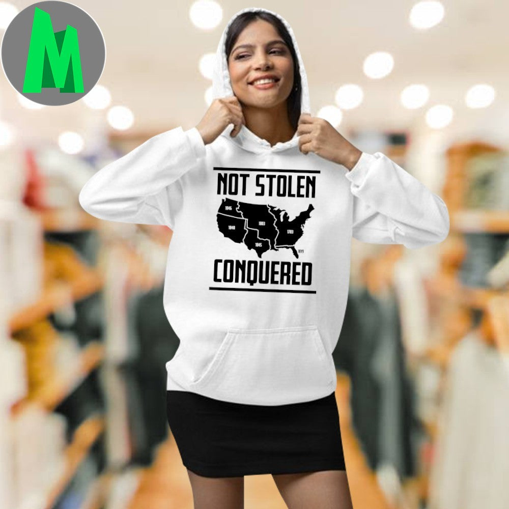 Design Not Stolen Conquered US Map Historical Graphic T-Shirt