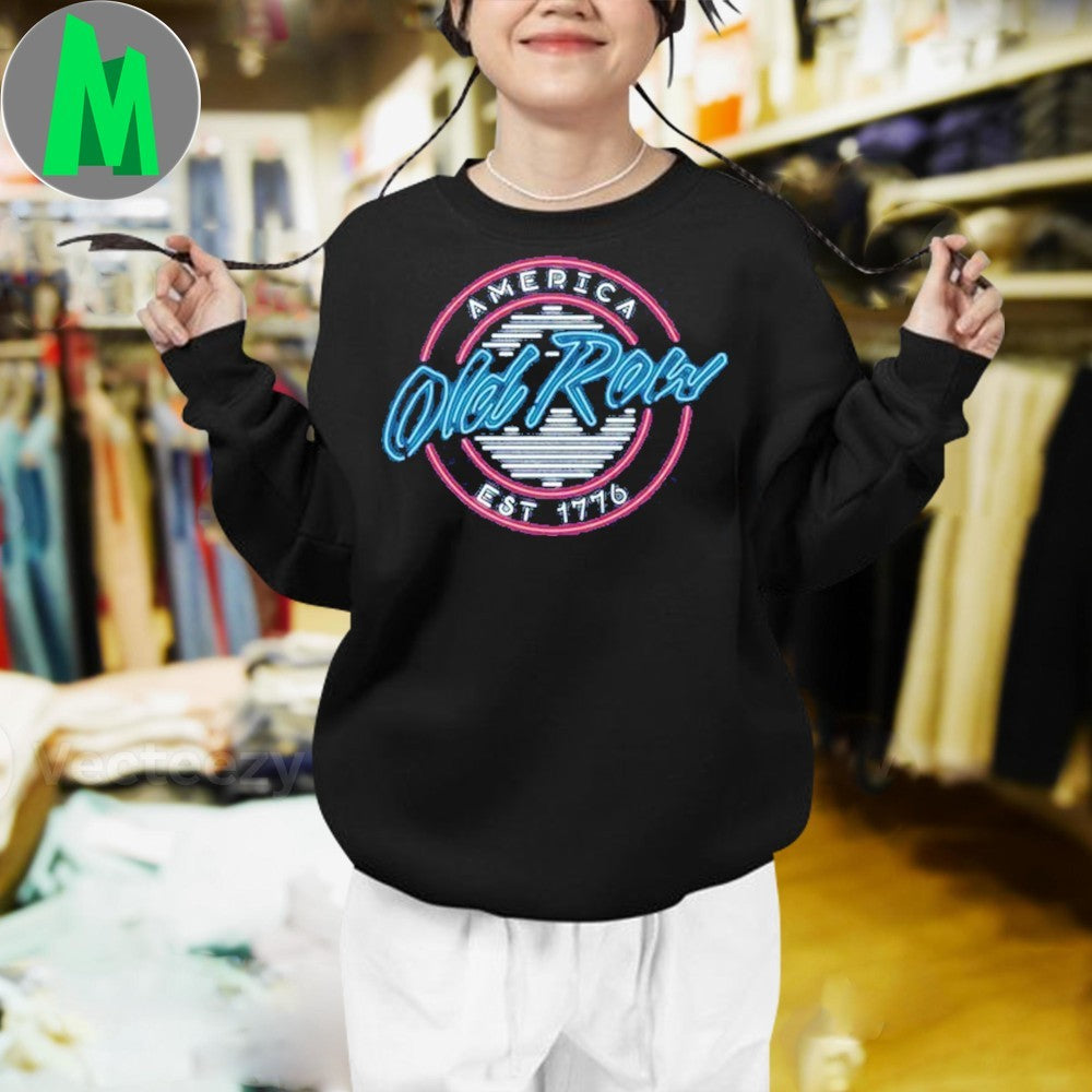 Design Old Row USA Neon Circle Logo Graphic T-Shirt